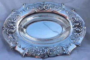 LARGE GERMAN 800 SILVER REPOUSSE OVAL BOWL BY BRUCKMANN & SOHNE - Picture 1 of 7