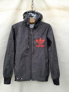 adidas Reversible Jacket Mens Small Black Nylon Windbreaker Embroidered Logo - Picture 1 of 12