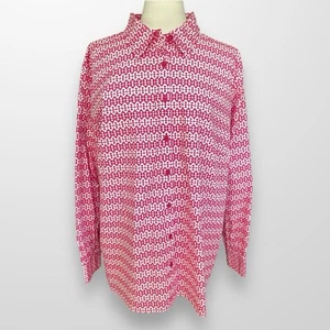 Jones New York Woman 3X Stretch Top Shirt Button Front Pink Long Sleeve NEW - Picture 1 of 9