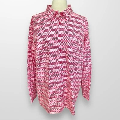 Jones New York Woman 3X Stretch Top Shirt Button Front Pink Long Sleeve NEW - Image 1 of 4