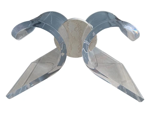 Postmodern scroll lucite with center stone coffee table Cover