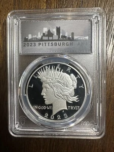 2023 S PEACE SILVER DOLLAR $1 PCGS PR70DCAM FDOI W/OGP PITTSBURGH ANA - Picture 1 of 2