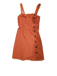 Lulu’s Louetta Rust Red/coral/rose Button-Down Mini Dress Sz S Linen Blend - Picture 1 of 6