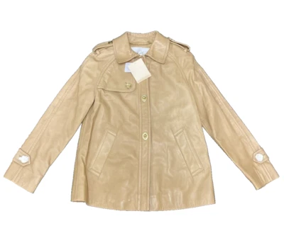 Chaqueta Bonnie de cuero para mujer Coach, Turnlocks, abrigo forrado XS caqui $898 Foto 1 de 4