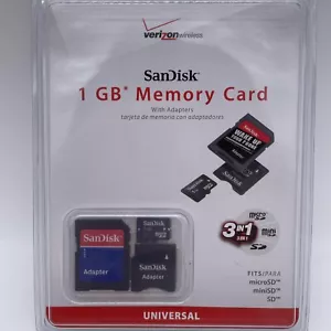 Sandisk 1 GB Memory Card with adapters 3 in 1 new in package - Picture 1 of 4