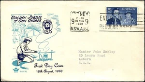 1960 Australia Girl Guides Jubilee 5d Blue Royal Addressed FDC, Good Cond - Imagen 1 de 1