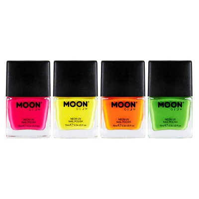 Moon Glow Neon UV Nagellack Politur Intensiv 4er Set 14ml - Leuchtet unter UV!