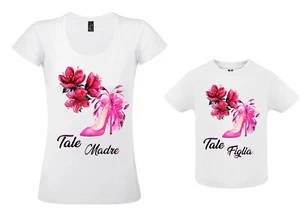 Coppia t-shirt donna bambina mamma figlia stampa scarpe tacco regalo cotone - Foto 1 di 1