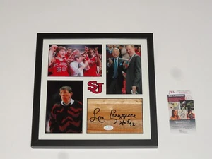 LOU CARNESECCA SIGNED FRAMED FLOORBOARD COLLAGE ST. JOHNS RED STORM HOF JSA COA - Picture 1 of 1