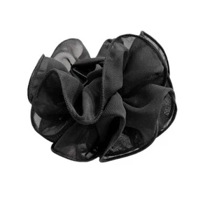 Black Large Chiffon Claw Clip Hair Bow Large Size Black Fabric Ribbon Flower ... - Picture 1 of 5