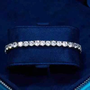 8Ct Round Cut Lab Created Diamond Tennis Bracelet 14K White Gold Plated 7.5" - Picture 1 of 3
