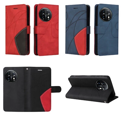 For OnePlus Nord N100 11 10T Retro Stitching PU Leather Wallet Case Phone Cover - Image 1 of 4