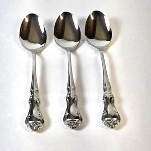 Towle Supreme Cutlery 18/8 Stainless Soup Spoons 7.5" Scroll Pattern VTG Set 3 - Picture 1 of 8