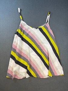 Torrid Women Tank Top Sz. 1X Striped White Pink Spaghetti Adjustable Strap Rayon - Picture 1 of 10