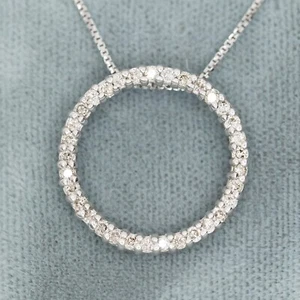 0,33 ct runder Diamant Ewigkeit Kreis Liebe Anhänger 14K Weißgold brandneu - Bild 1 von 3