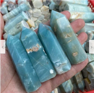 Natürlich Blau Karibischer Calcit Tower Point Quarzkristall Zauberstab Heilstein - Bild 1 von 4