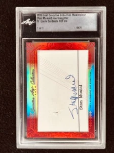 Stan Musial Enos Slaughter 2016 Leaf Masterpiece Cut Signature autograph 1/1 JSA - Picture 1 of 2