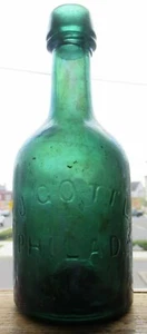 Dark Green Iridescent J Gottl Philadelphia Iron Pontil Squat Porter & Ale Bottle - Picture 1 of 11
