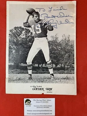 Original Johnny Unitas Signed / Autographed 8x10.5 Golden Arm Restaurant Photo - Image 1 of 4