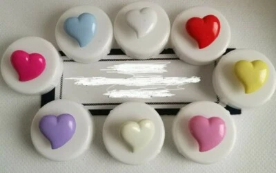 Heart buttons Curved 15mm shank backed novelty button 8 colours - Baby - Craft - Image 1 of 4