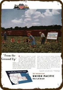 1944 Union Pacific Railroad WWII Victory Garden DECORATIVE REPLICA METAL SIGN - Picture 1 of 1