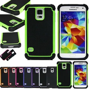 Combo híbrido resistente a prueba de golpes duro suave goma cubierta funda para Samsung Galaxy S5 - Imagen 1 de 15