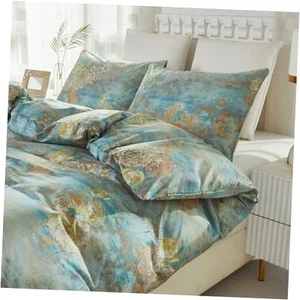 Cotton Bedding Set King Size Duvet Cover Set 3PCS, Abstract Colors and - Picture 1 of 7