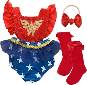 Disfraz de superheroe para bebe nina mameluco temporada espeluznante calcetines - Bild 1 von 12