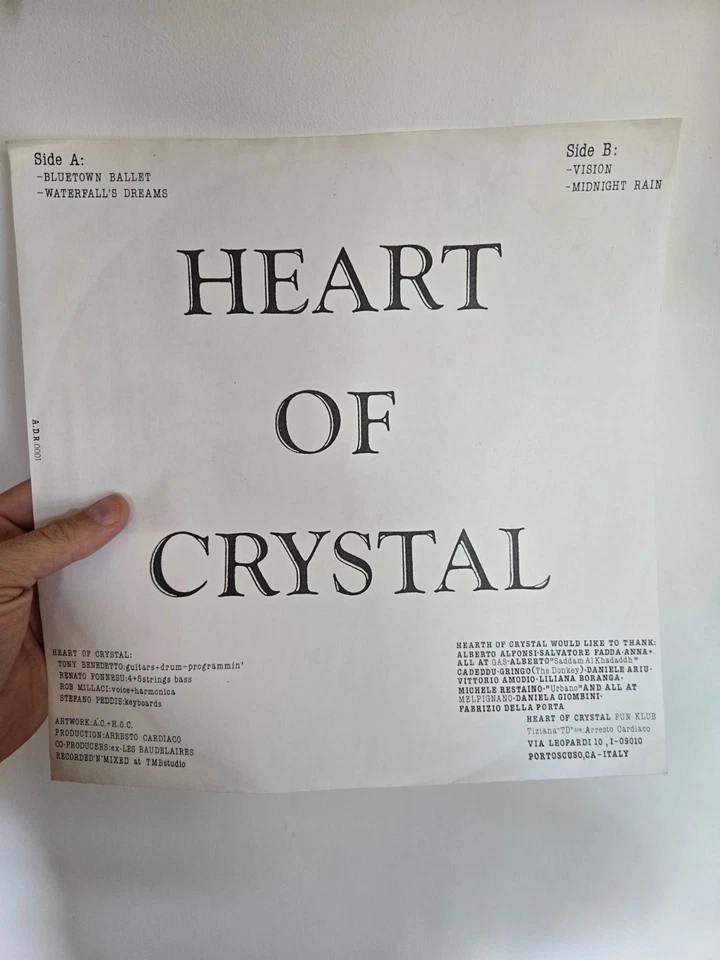 RARE NEW WAVE PROMO TEST PRESS LP HEART OF CRYSTAL BLUETOWN BALLET 88 ITALY NM - Image 1 of 3