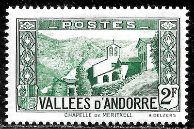 HICK GIRL - SELLO ANDORRA FRANCÉS COMO NUEVO SC#56B 1942 CAPILLA MERITXELL M32 Foto 1 de 2