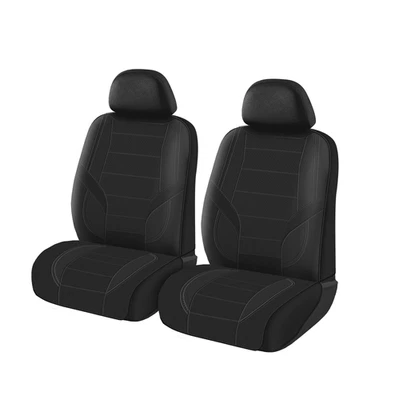 Fundas de asiento completas de cuero sintético Auto Drive SC534455 - Paquete de 2 - negras, universales Foto 1 de 4