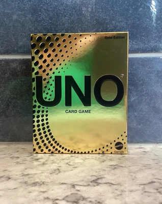 2025 Mattel UNO GOLD Edition Card Game Collectible Cards with Foil Accents  NEW - Image 1 of 4