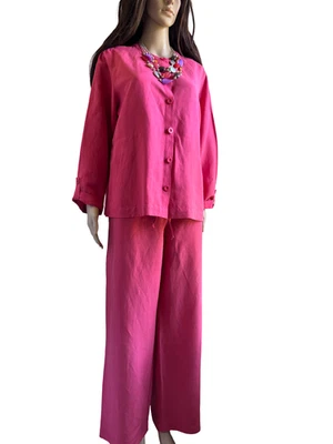 Traje de mujer Dress Barn 2 piezas color coral-rosa talla M seda, lino, ligero Foto 1 de 4