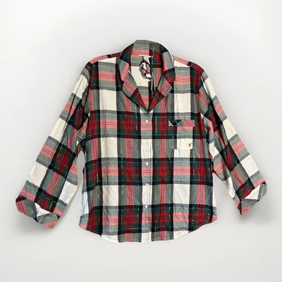 Victoria's Secret PJ верхний Sleepshirt размер XXL белый красный зеленый клетку пижамы - Изображение 1 из 4