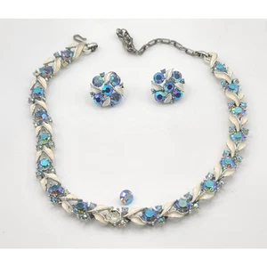 Vintage Lisner Necklace Earrings Set AB 15" READ - Picture 1 of 16