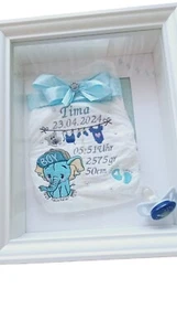 Windelrahmen Personalisierte bestickte Windel im Rahmen Baby Geschenk - Bild 1 von 12