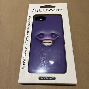 Luvvitt Emoji Phone Case And Tempered Glass Set for iPhone 7 Purple - Picture 1 of 4