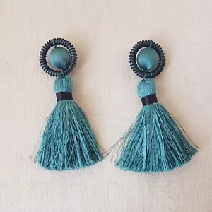 PASSEMENTERIE HOULES 1 PAIRE POMPONS FRANGE BOULE VERT TURQUOISE REF 165PPBT - Imagen 1 de 1