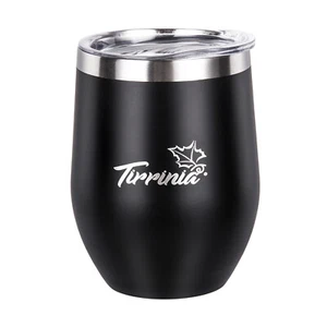 12oz Wine Tumbler Lid Double Wall Stainless Steel Insulated wine glass Black - Picture 1 of 6