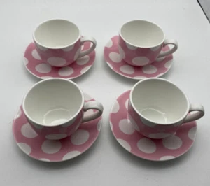 4 Easter Vintage Style Polka Dot Maxwell & Williams  Sprinkle Tea cup Saucer Set - Picture 1 of 9