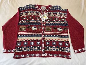 Heirloom Collectibles Vintage Yr 2000 Country Living Sweater Cardigan L