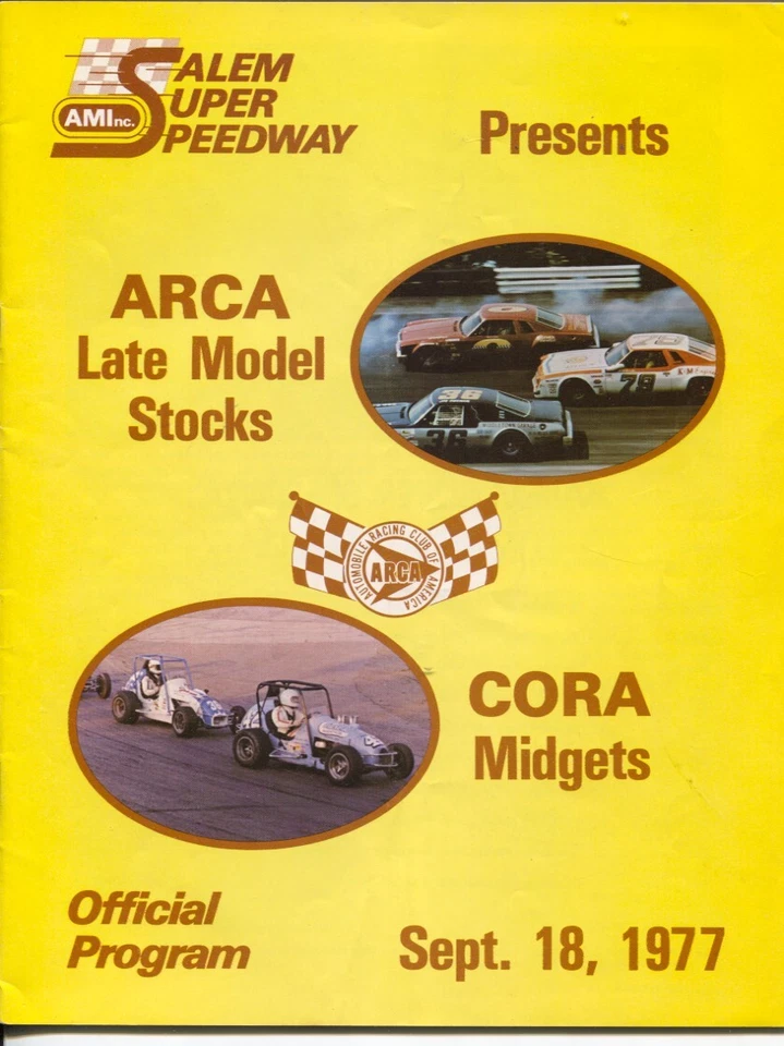 Sports Pub: Salem Super Speedway Auto Race Program 9/17/1977-ARCA stocks-CORA... - Image 1 of 1