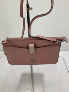 Coach Pink Pebbled Leather Snap Pocket Top Zip Convertible Crossbody Bag/Clutch