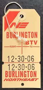 NORTHEAST USA TO BURLINGTON 1968 - VINTAGE BAGGAGE ( CLAIM ) TAG - Picture 1 of 2