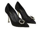 Dolce&Gabbana LORI R women's classic heels pumps in black Leather with zircons