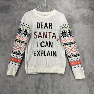 Lavender Moon Sweater Womens Medium White Dear Santa I Can Explain Ugly Sweater - Picture 1 of 15