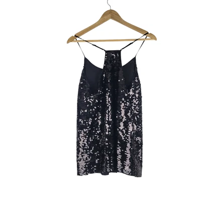Camiseta sin mangas J Crew camisola para mujer talla 10 lentejuelas forrada negra fiesta vacaciones NUEVA Foto 1 de 4