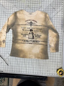 Skinny Minnie Med L Brown Tie Dye Shirt Wild Bill Hickok Rhinestones 3/4 Sleeve - Picture 1 of 7