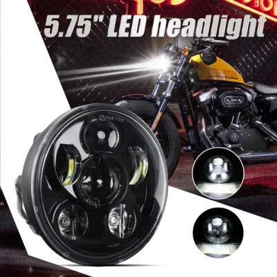 Faro LED redondo de 5,75 pulgadas 5 3/4 Hi-Lo negro para motocicleta Yamaha XV1700 Foto 1 de 4