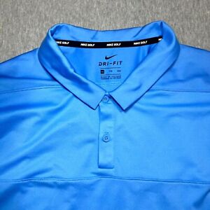 Nike Golf Dri-Fit Polyester Mens XXL Blue Polo Shirt Performance Lightweight